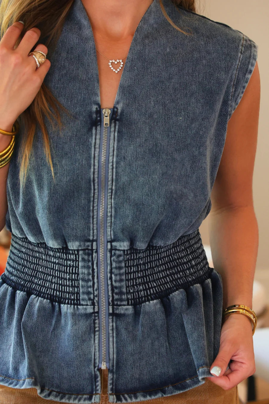 PREORDER: Refined Denim Peplum Top / Light Wash by Jess Lea (ETA: September)