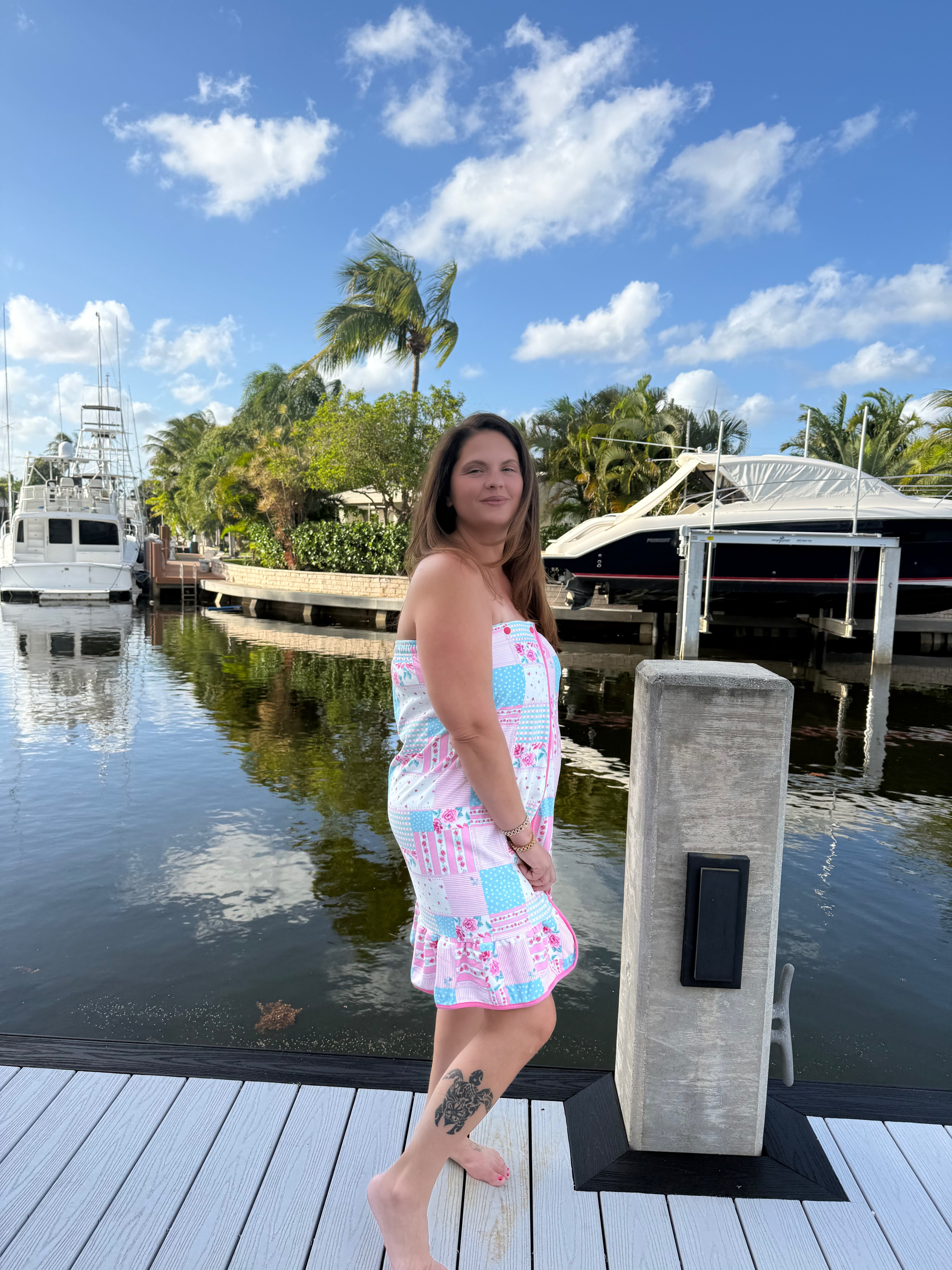 Almost Ready Ribbed Bath Wrap by Jess Lea / Pink Heirloom Patchwork - BFF Here