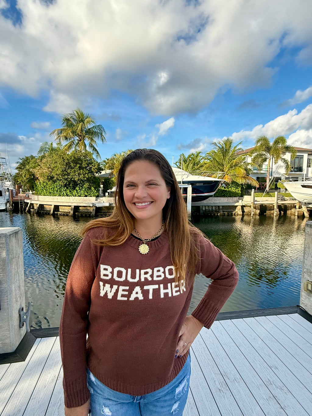 Brown Bourbon Weather Sweater by Panache - BFF Here