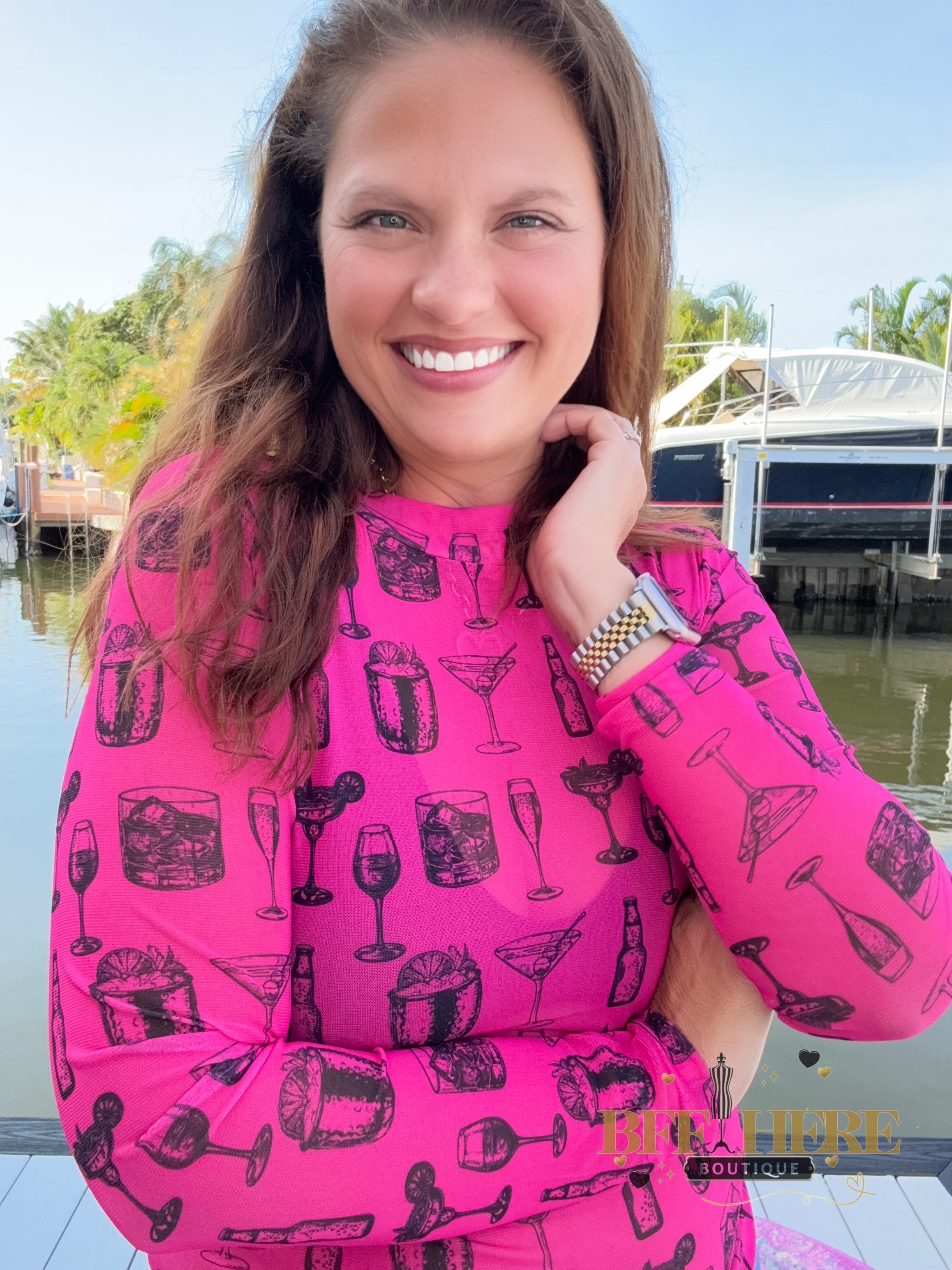 Buy You A Drink Mesh Top - BFF Here