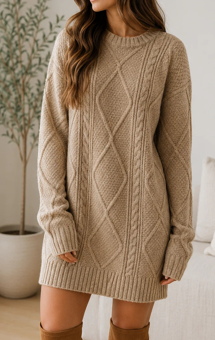 PREORDER: Cozy Comfort Cable Knit Sweater Dress (ETA: August)