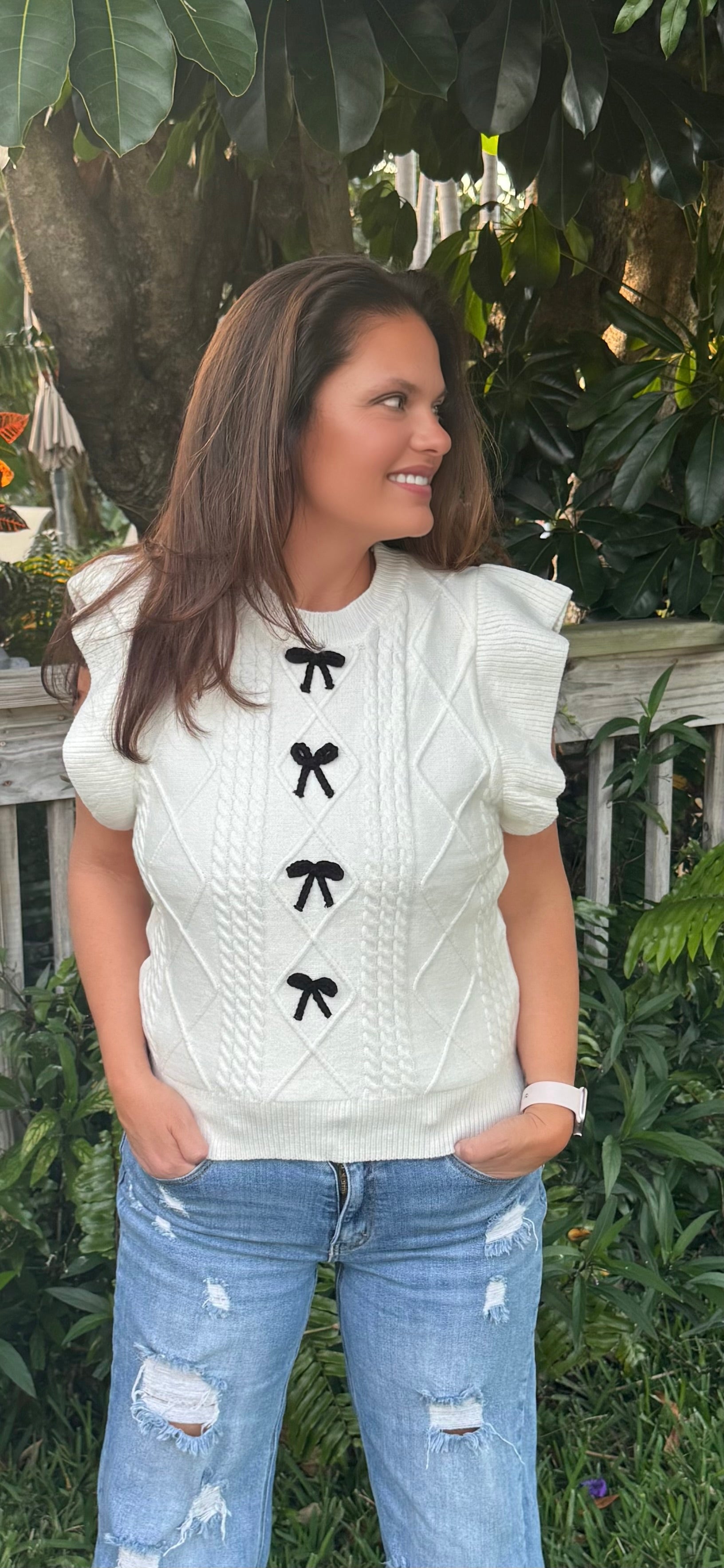 Bowtastic Ruffle Sleeve Sweater - BFF Here