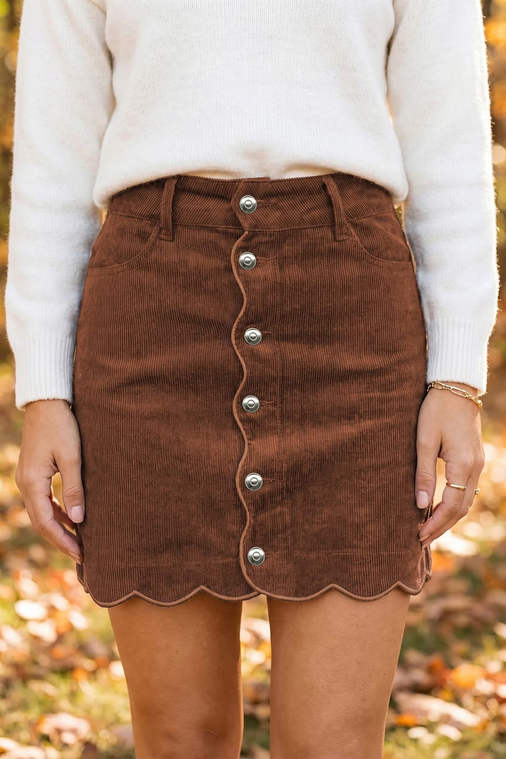 PREORDER: Scalloped Charm Corduroy Mini Skirt (ETA: Late August / Early September)
