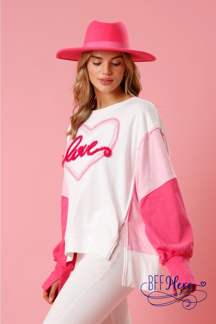 Affectionate Threads: 'Love' Yarn Color Block Pullover - BFF Here