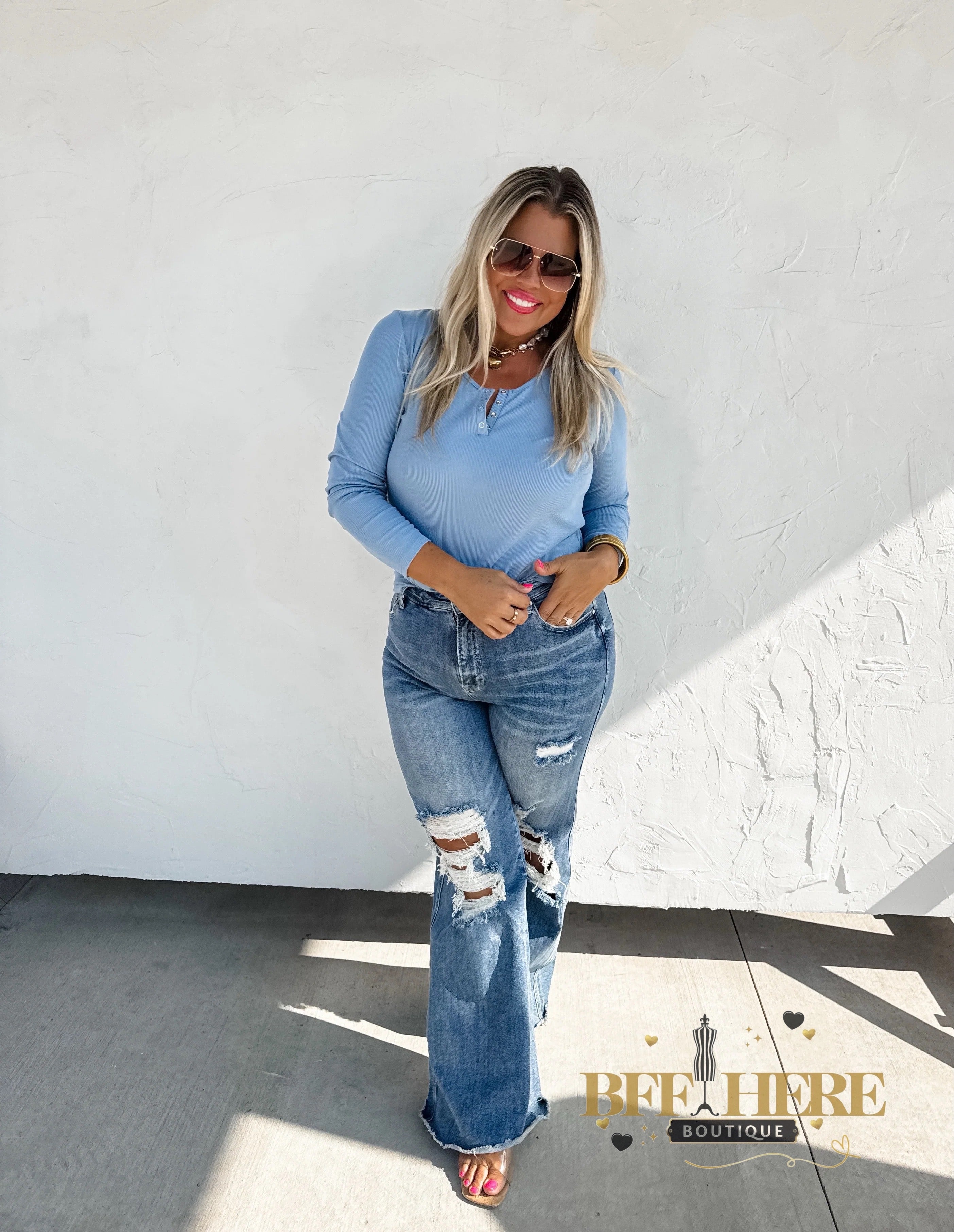 Fall Brooklyn Snap Henley Top / Choice of Color - BFF Here