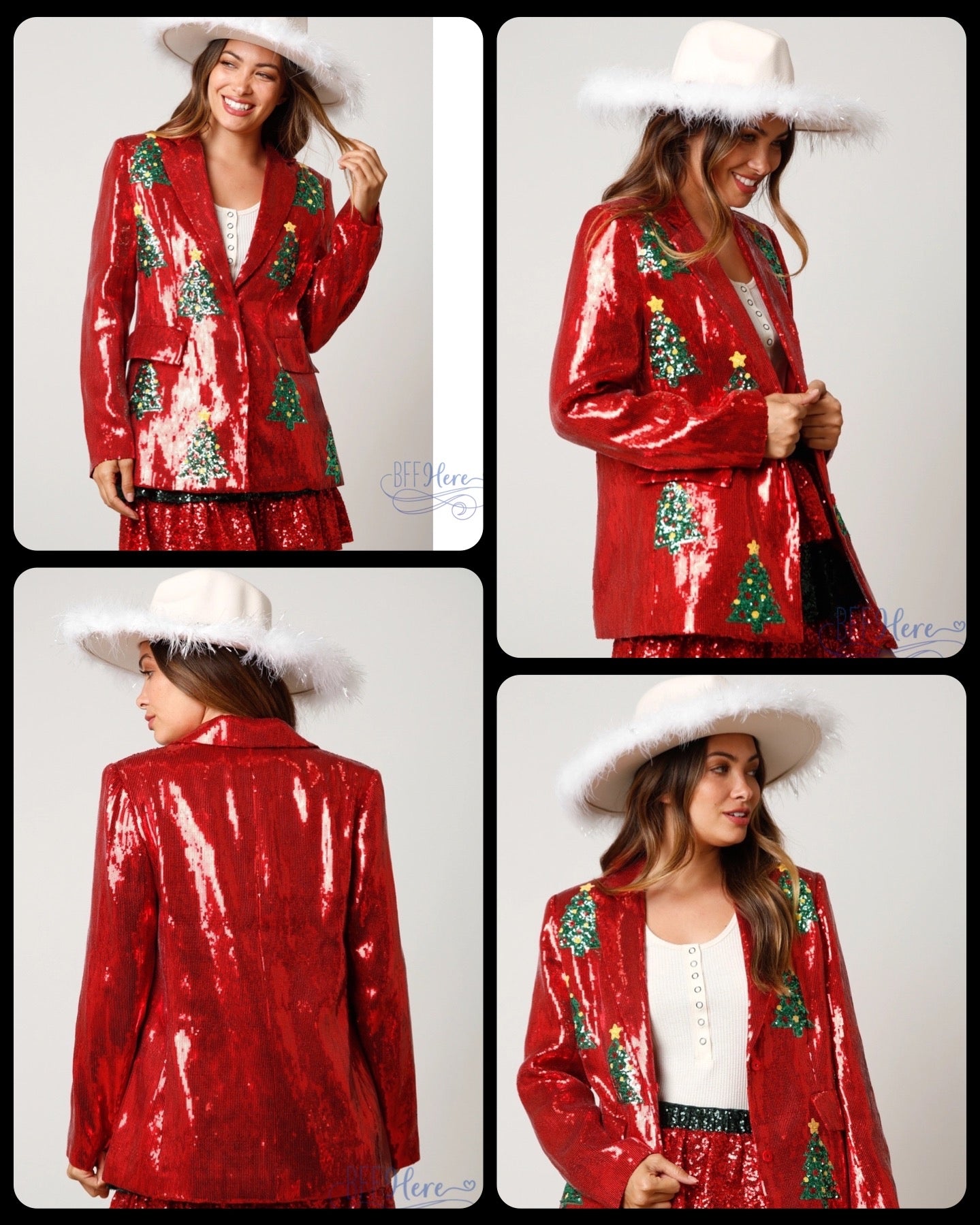 Yuletide Glam: Sequined Christmas Tree Blazer - BFF Here