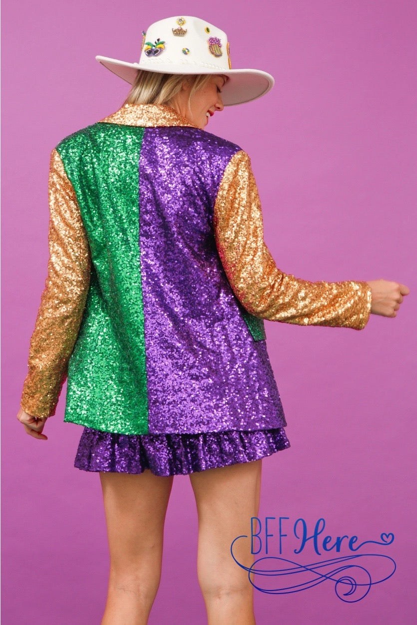 Masquerade Magic: Mardi Gras Sequin Blazer - BFF Here