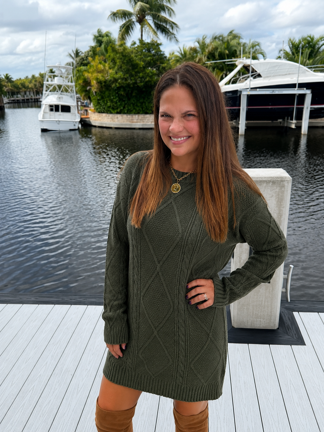 PREORDER: Cozy Comfort Cable Knit Sweater Dress (ETA: August)