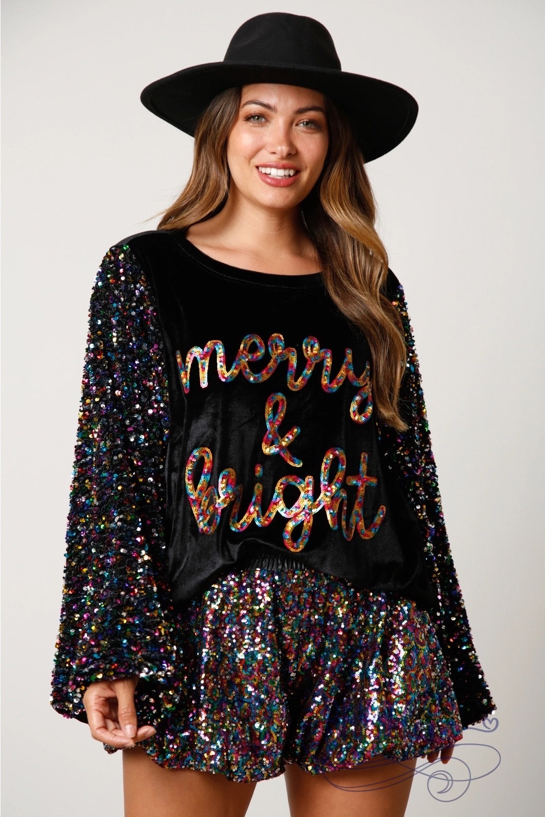Glow & Glisten: Merry and Bright Velvet and Sequin Holiday Top / Choice of Color - BFF Here