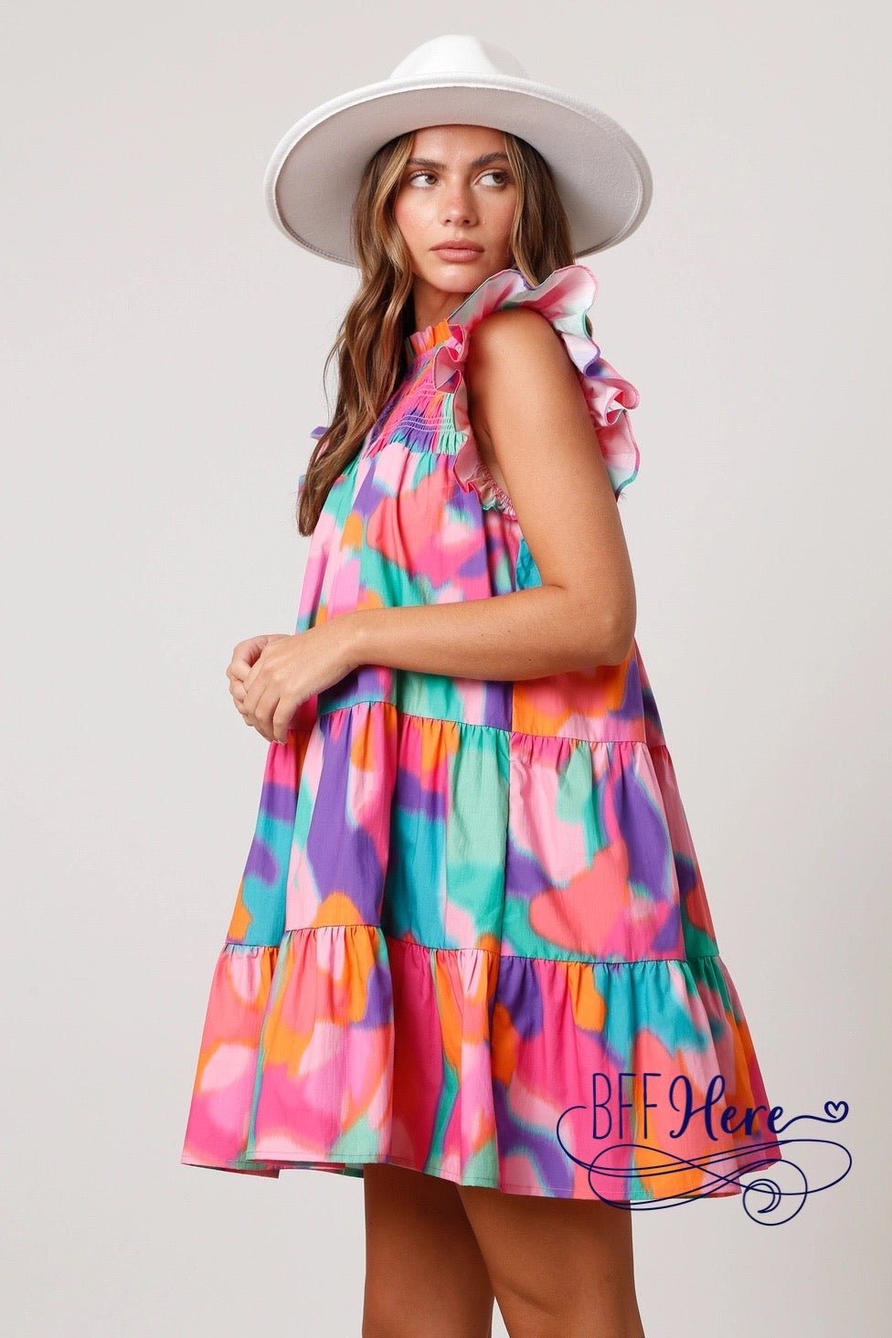 PREORDER: Artistic Flair: Poplin Brush Print Mini Dress (Ships End of January) - BFF Here