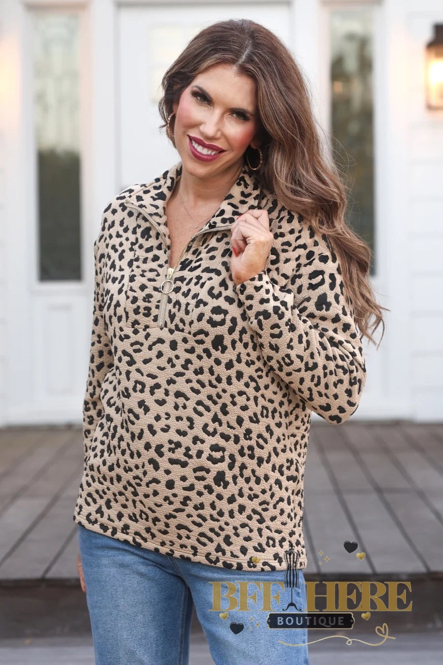 Landon Leopard Quarter Zip by Jess Lea - BFF Here