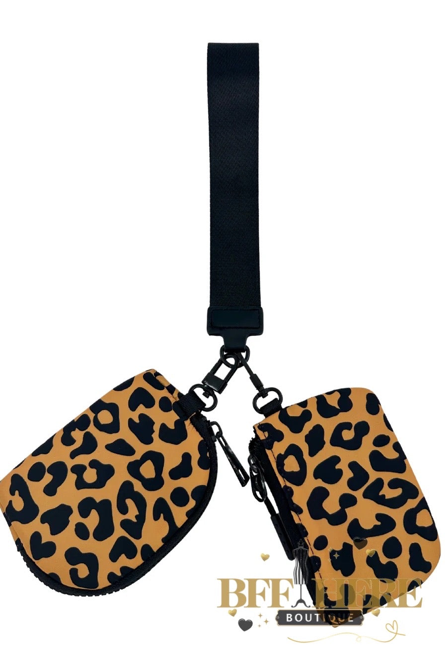 Double Pouch Wristlet, Brown Leopard by Jess Lea