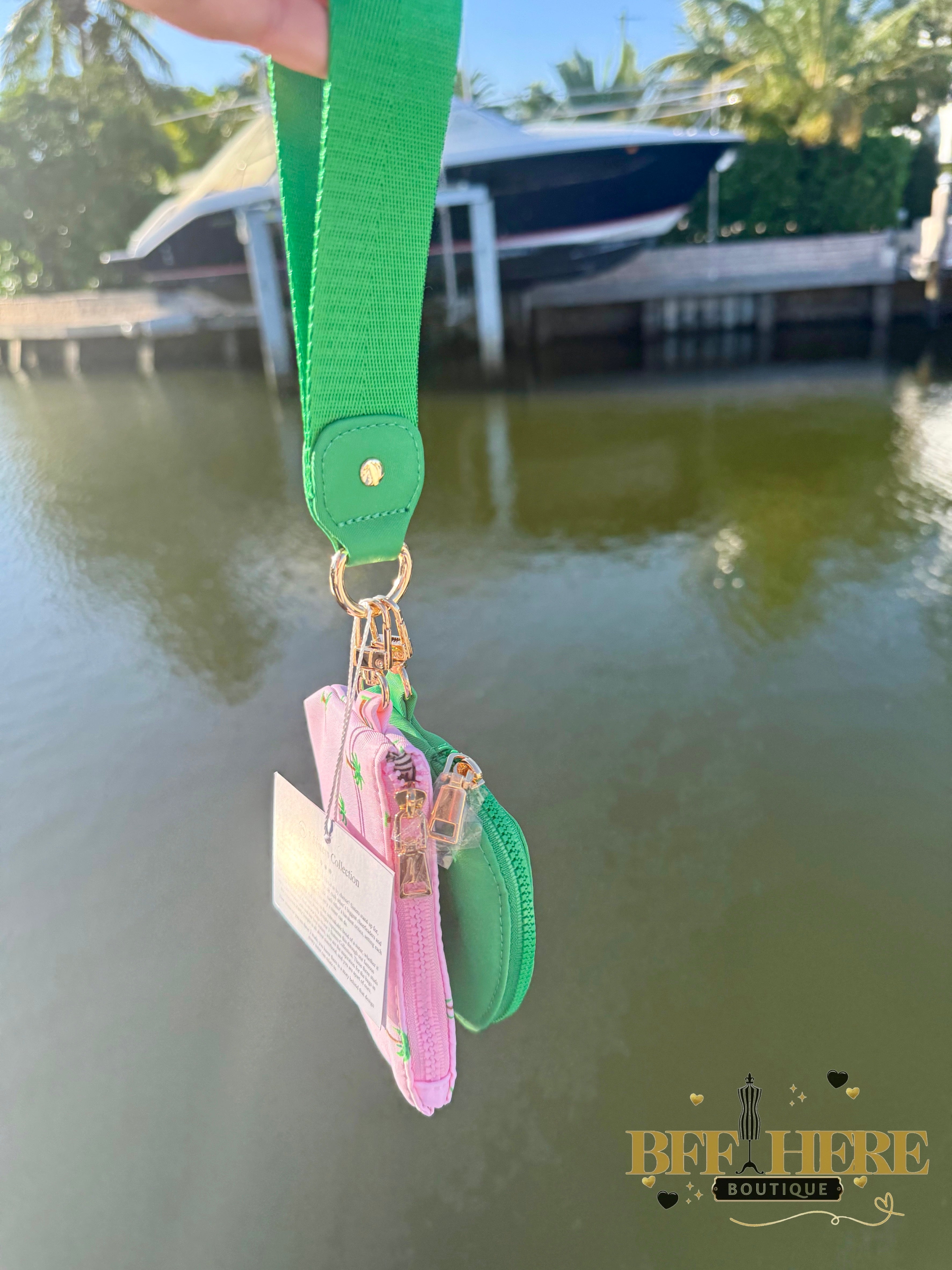 Summer Spritz Dual Pouch Wristlet by Pretty Simple / Choice of Color - BFF Here