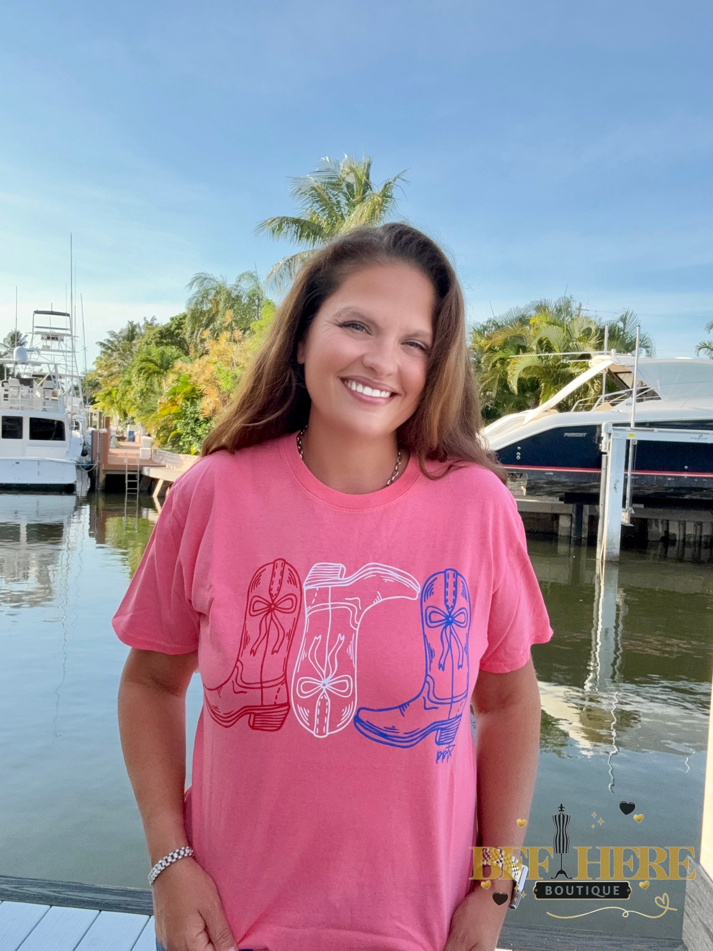 Red, White & Boots Tee - BFF Here