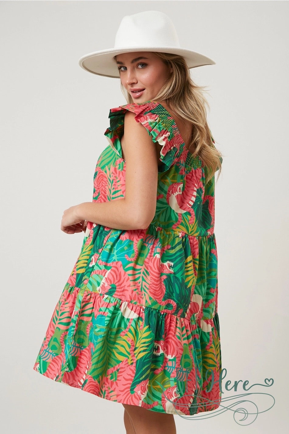 Jungle Majesty: Tropical Tiger Print Dress - BFF Here