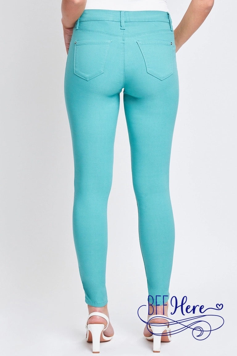 Spring Fling Hyperstretch Mid-Rise Skinny Jean / Choice of Color by YMI - BFF Here