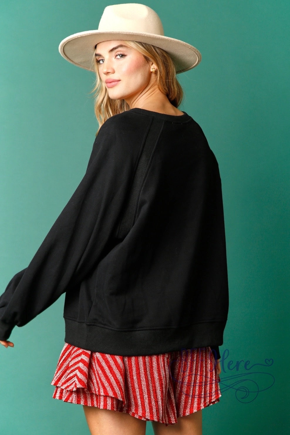 Jolly & Dazzling: Sequin 'Ho Ho Ho' Christmas Sweatshirt / Choice of Color - BFF Here