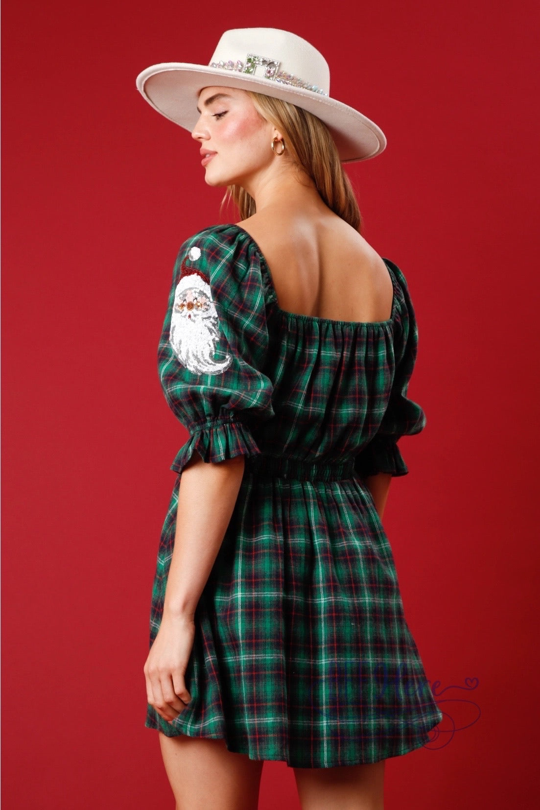 PREORDER: Jingle All the Way: The Sequin Santa Plaid Mini Dress (Ships End of October) - BFF Here
