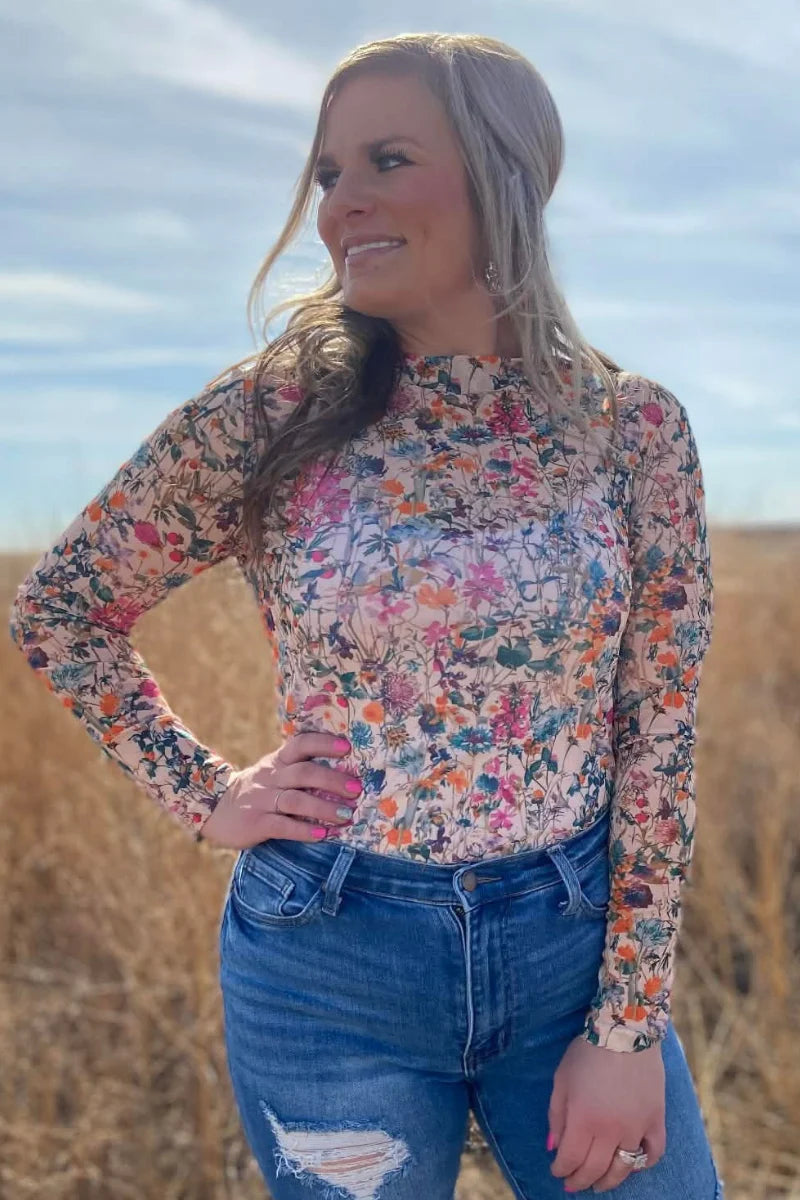 Fields of Floral Mesh Top by Sterling Kreek - BFF Here