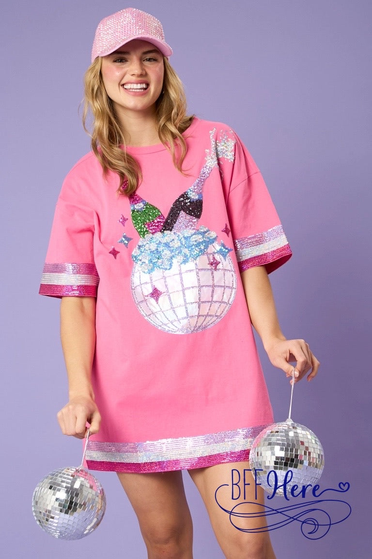 Bubbly Brilliance: The Champagne Bottle Disco Sequin Dress / Choice of Color - BFF Here