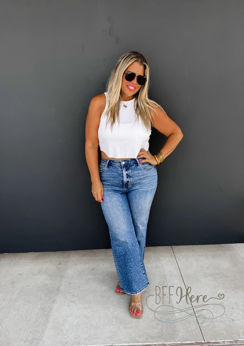 PREORDER: Rhinestone Cowgirl Mid Rise Denim by Blakeley (Ships Beginning of October) - BFF Here