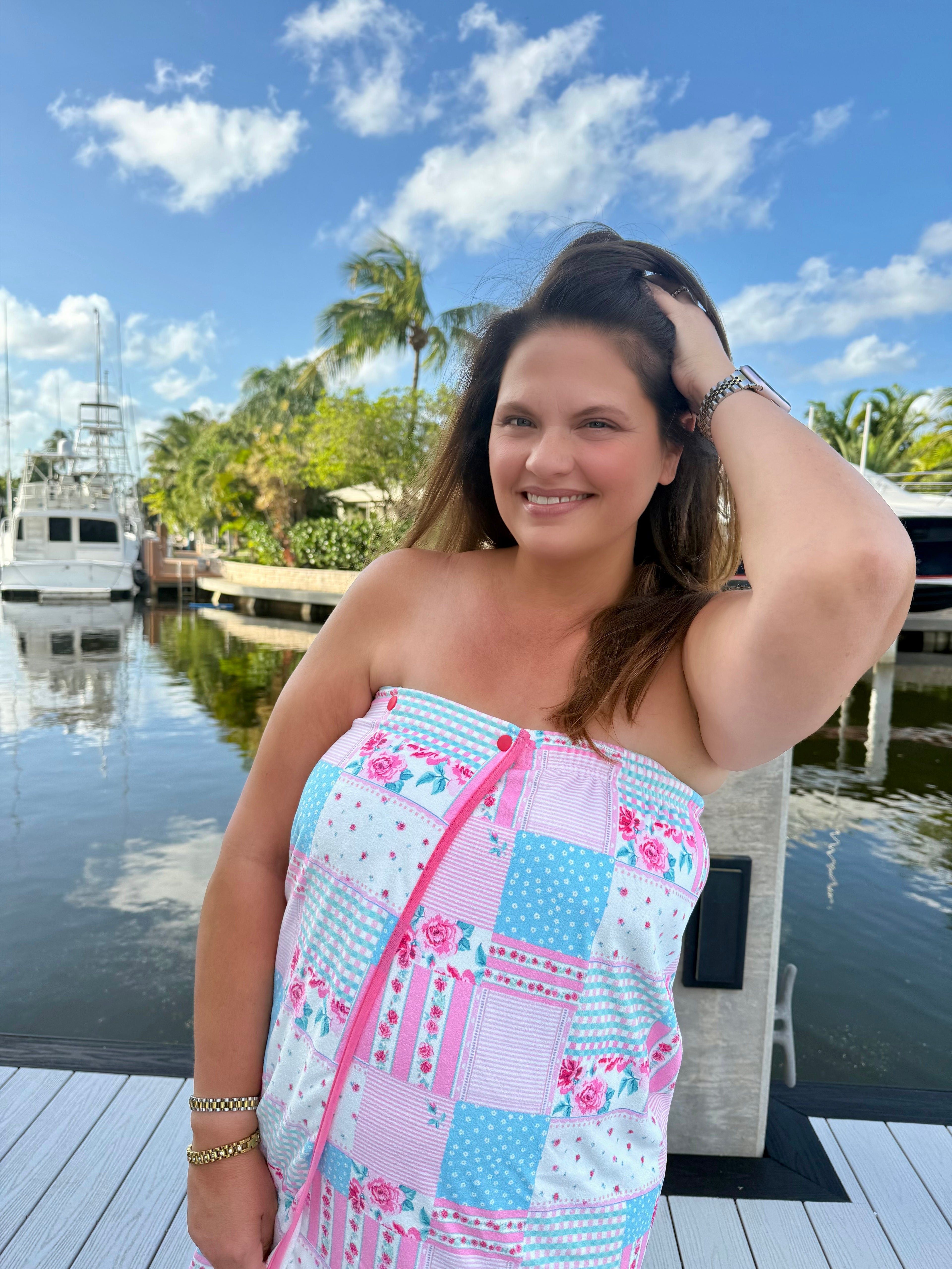 Almost Ready Ribbed Bath Wrap by Jess Lea / Pink Heirloom Patchwork - BFF Here