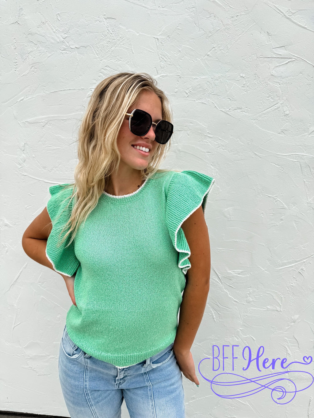 PREORDER: Chic Frills: Ruffle Sleeve Knit Top / Choice of Color by Jodifl (Ships Beginning of April) - BFF Here