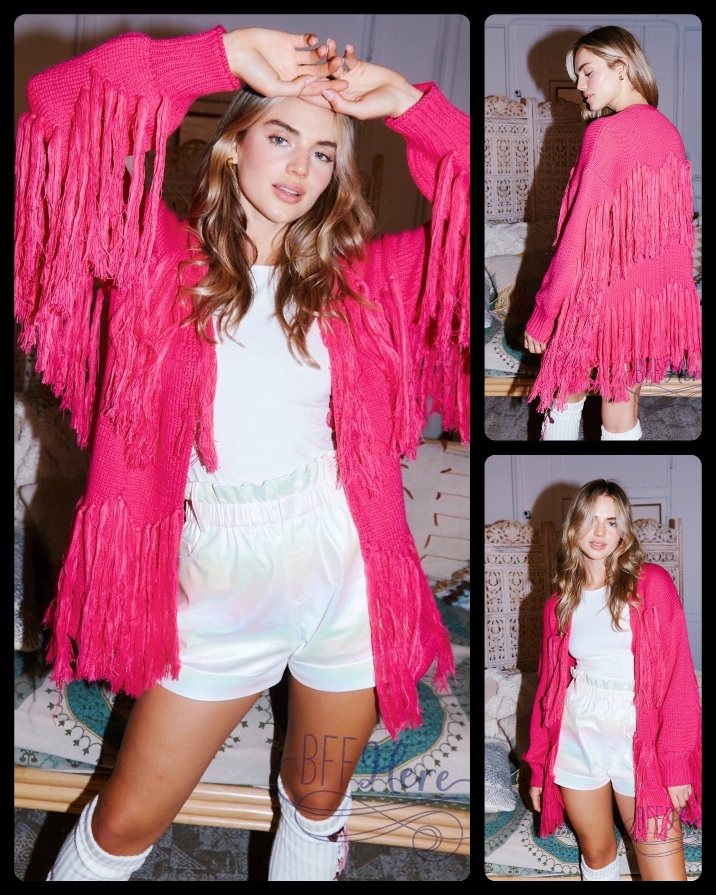 Colorful Cascade: The Fringe Cardigan / Choice of Color - BFF Here