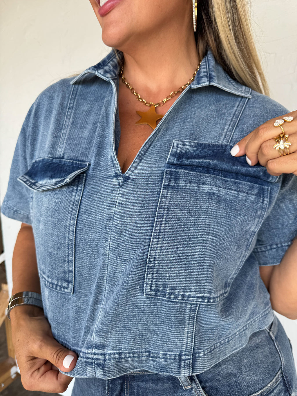PREORDER: Andi Denim Pocket Top by Blakeley (ETA: January) - BFF Here