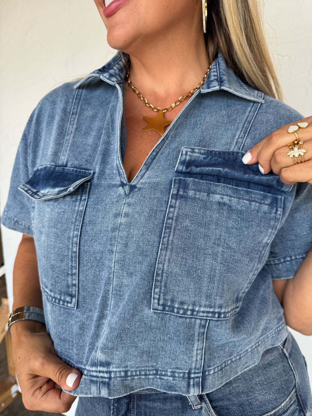 PREORDER: Andi Denim Pocket Top by Blakeley (ETA: January) - BFF Here