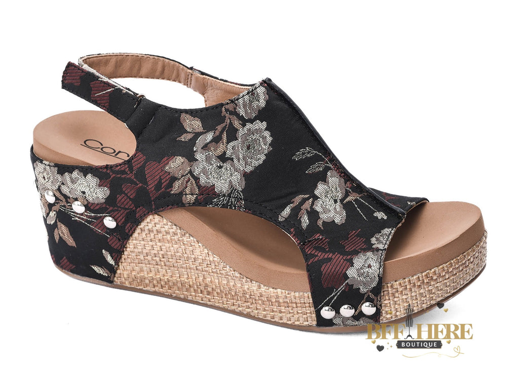 Carley - Black Tan Floral by Corkys - BFF Here