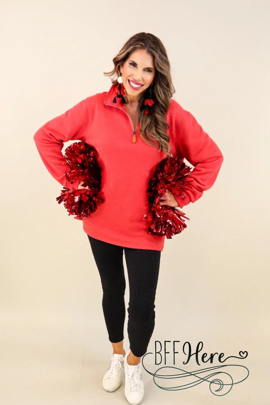 Miley Quarter Zip Pullover by Jess Lea / Red - BFF Here