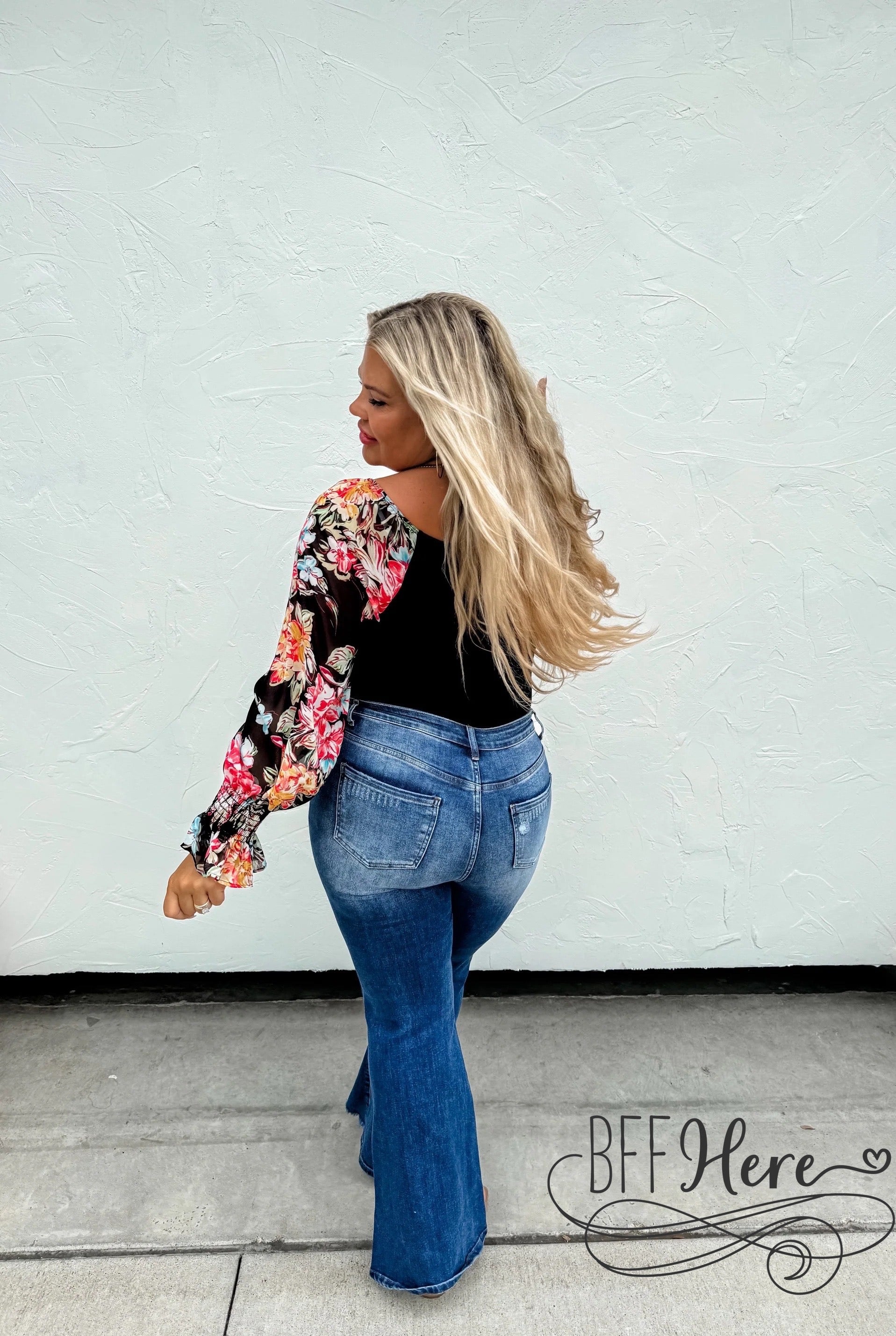 PREORDER: Petals & Poise: Floral Sleeve Bodysuit by Blakeley (Ships Middle of May) - BFF Here