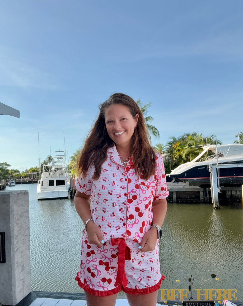 Cherry Bomb Ruffle Pajama Set by Jess Lea - BFF Here