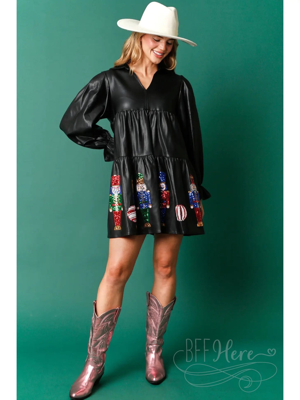 Festive Fantasy: Nutcracker & Ornaments Holiday Mini Dress / Choice of Color - BFF Here