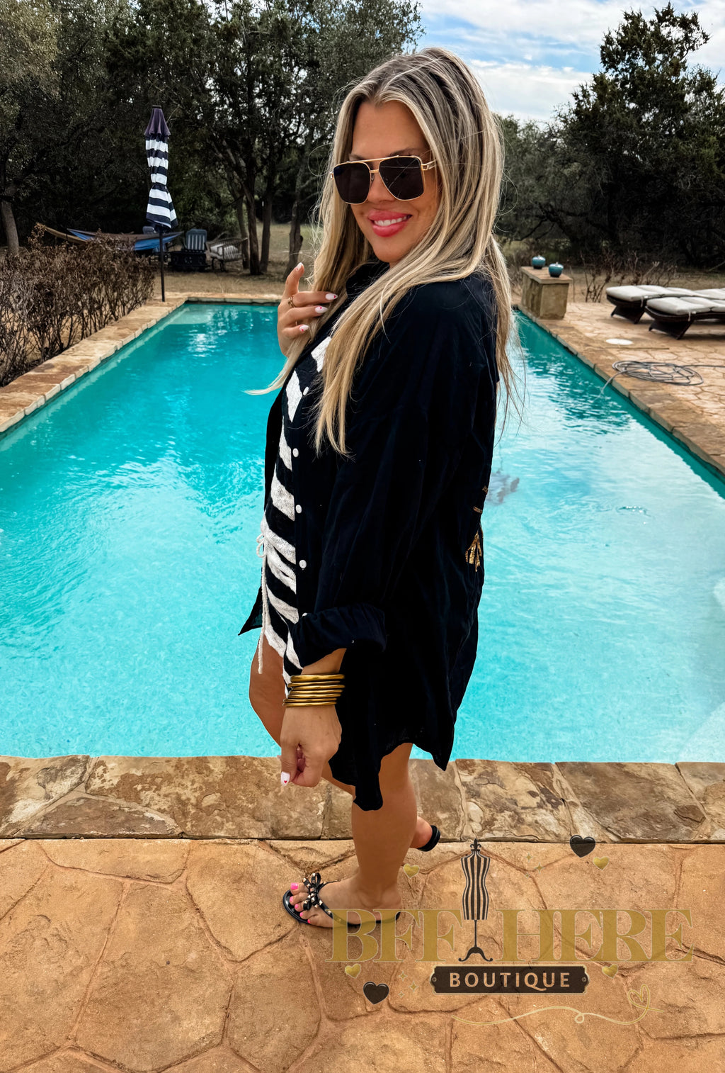 Santorini Shade Gauzy Top / Black by Blakeley - BFF Here