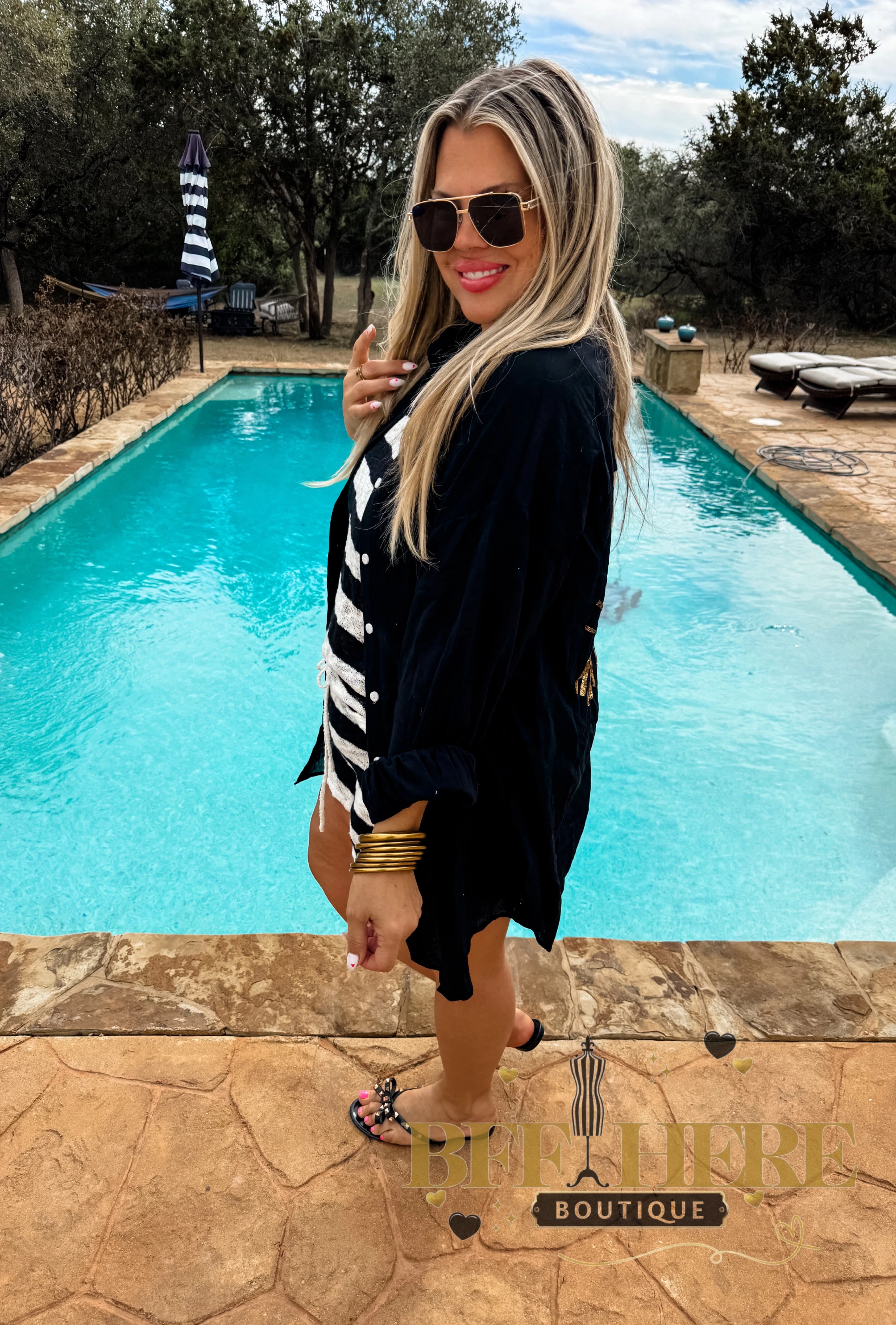 Santorini Shade Gauzy Top / Black by Blakeley - BFF Here