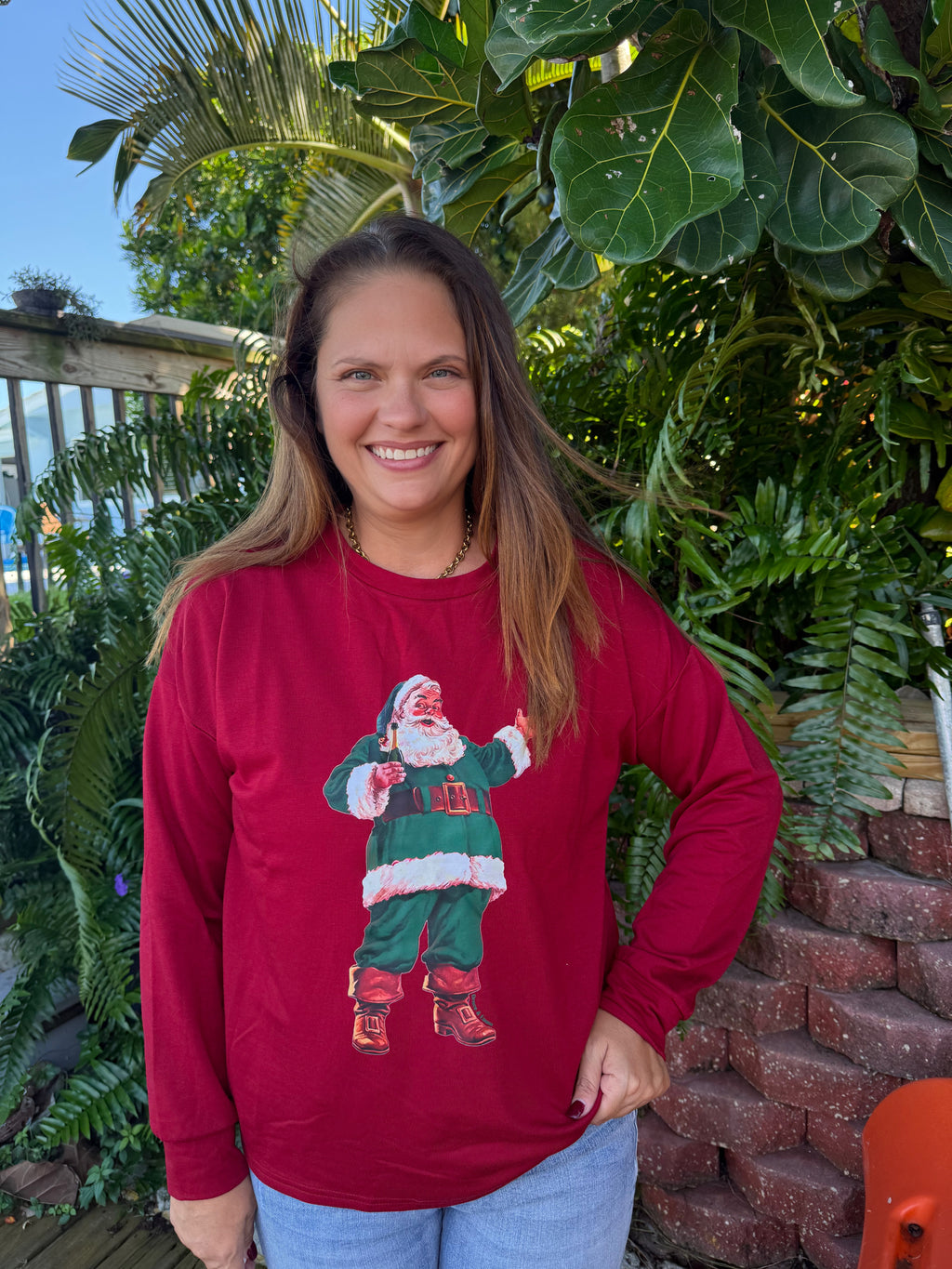 Santa With Champagne Sweatshirt by Grace and Emma - BFF Here