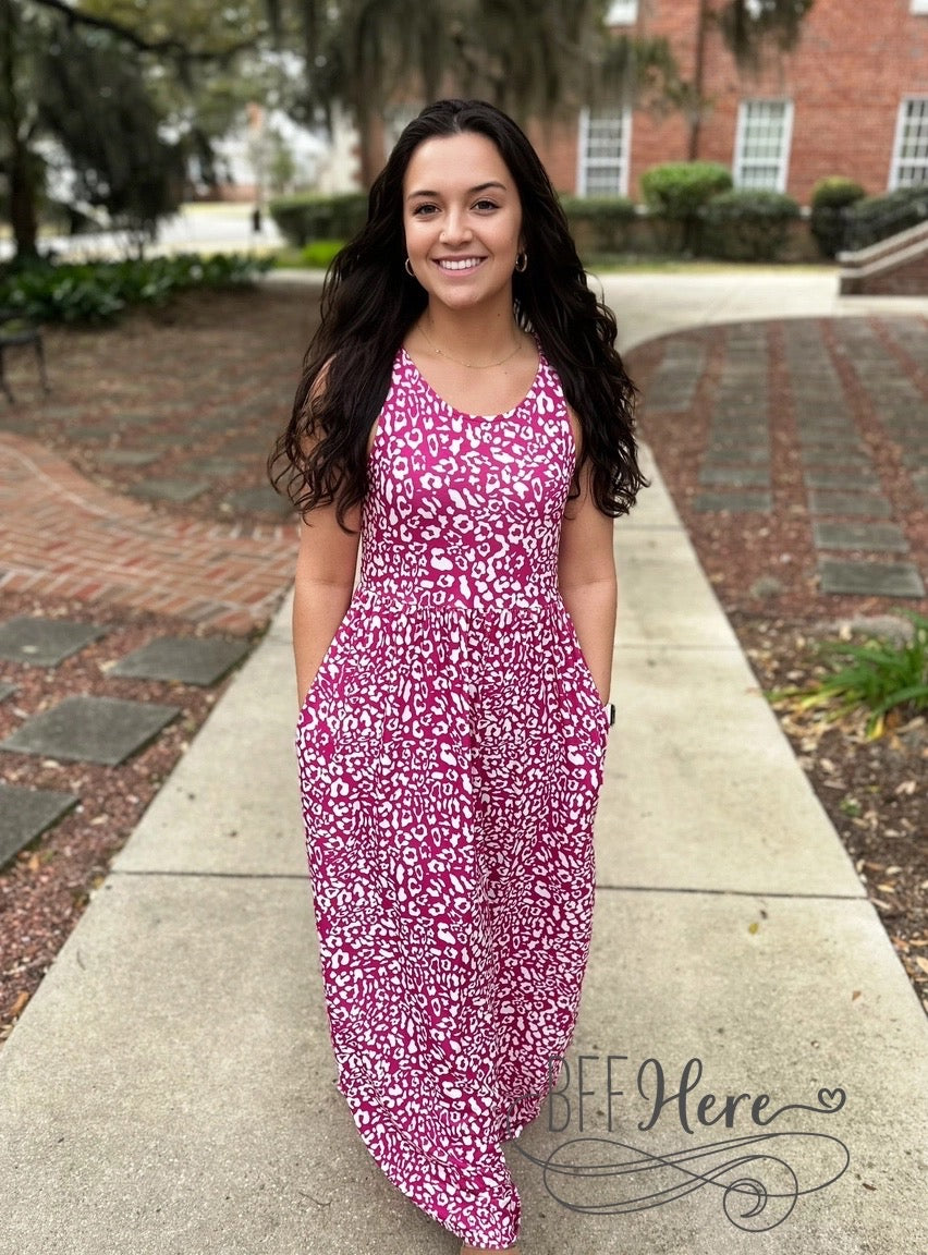 Wild Berry Whirl: Pink Leopard Print Summer Dress - BFF Here