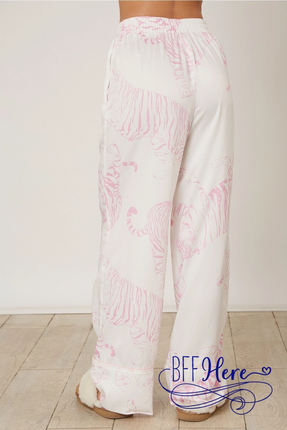 PREORDER: Fierce Dreams: Tiger Print Satin PJ Pants (Ships Middle of February ) - BFF Here