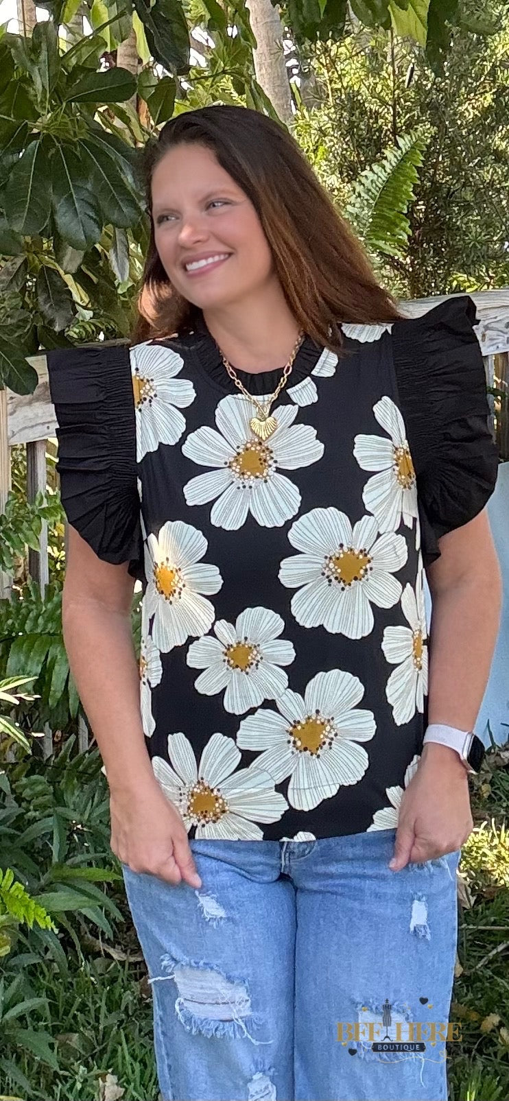 Madeline Ruffle Sleeve Top - BFF Here