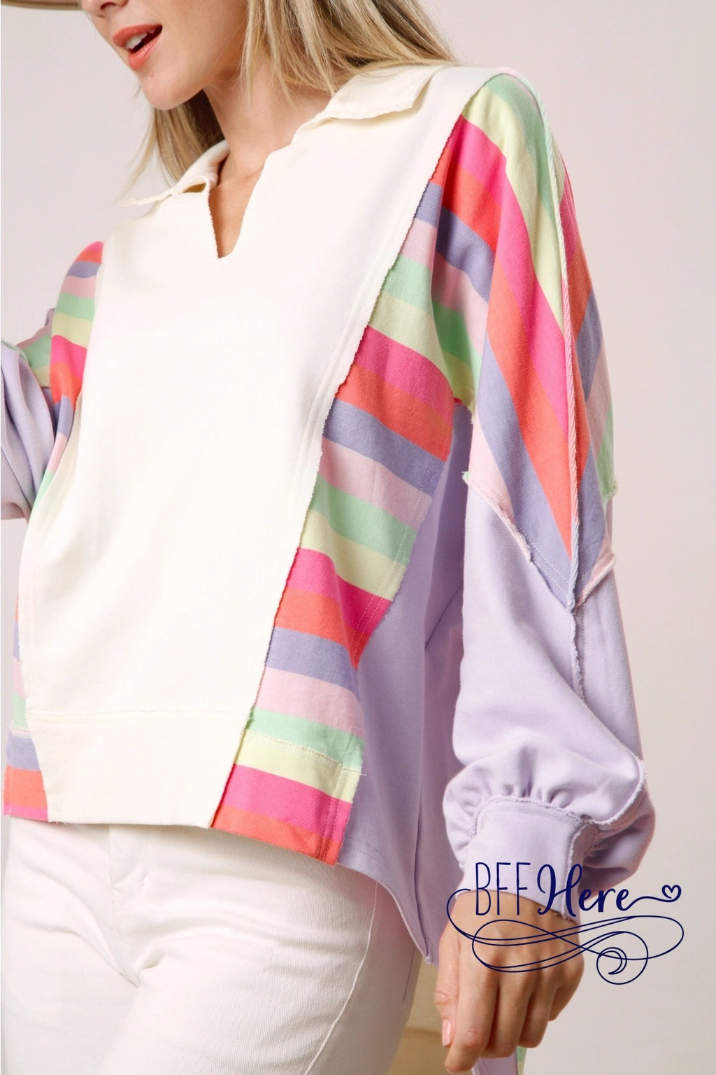 PREORDER: Urban Palette: Relaxed Fit Color Block Sweatshirt ( Ships Middle of January ) - BFF Here