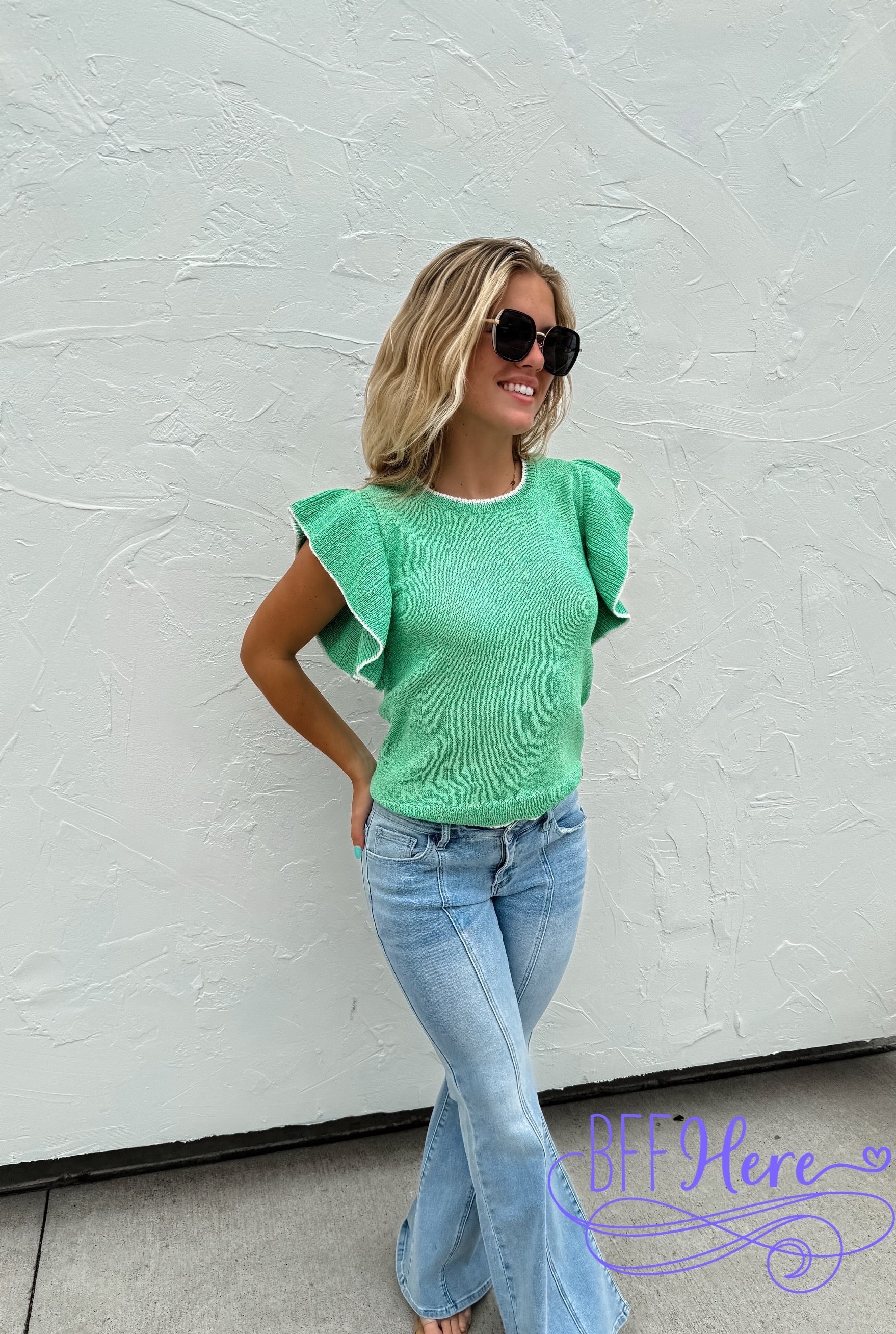 PREORDER: Chic Frills: Ruffle Sleeve Knit Top / Choice of Color by Jodifl (Ships Beginning of April) - BFF Here