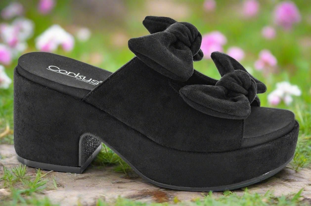 Put A Bow On It / Black Faux Suede by Corkys (ETA: Beginning of October) - BFF Here