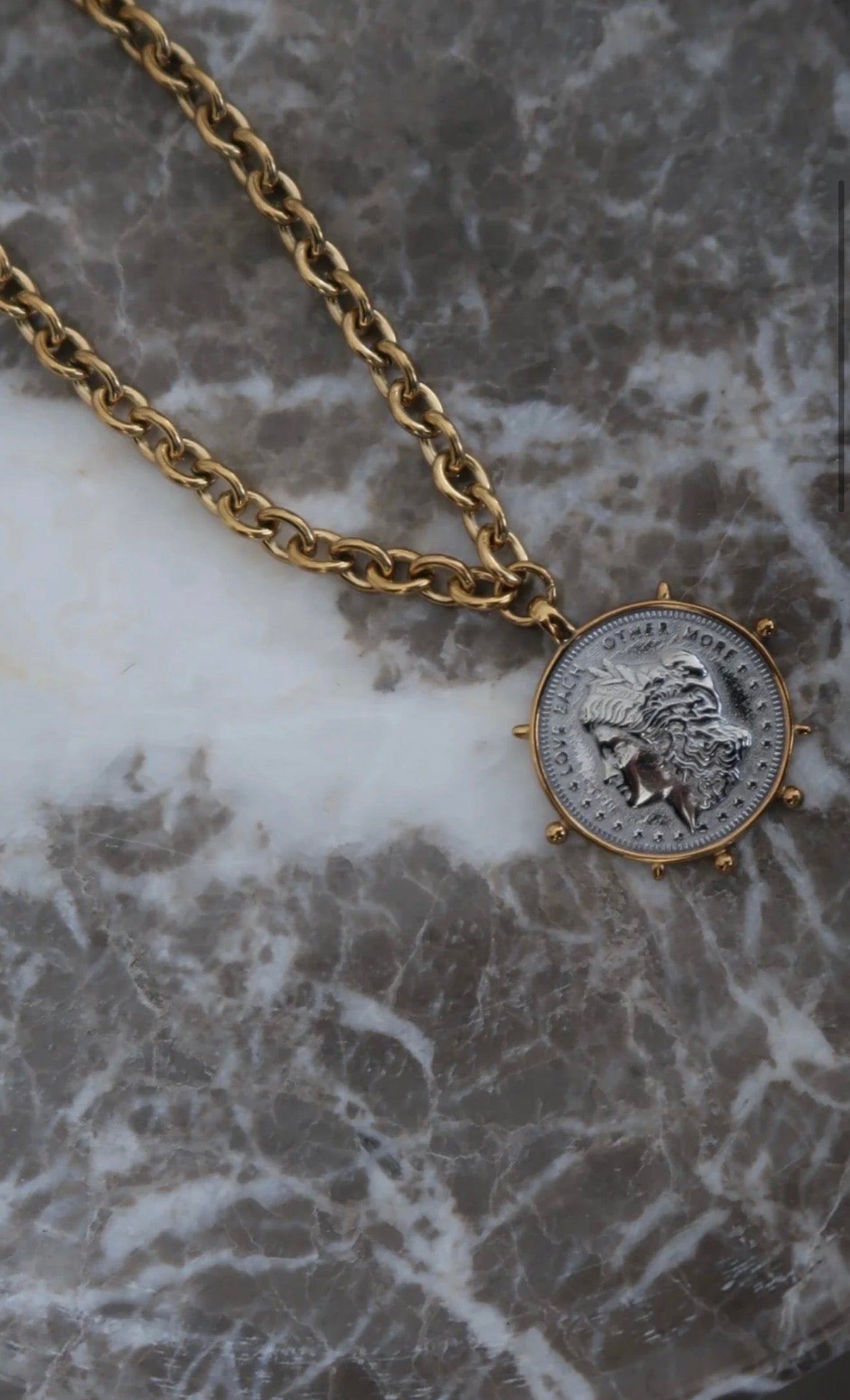 Two Toned Coin Necklace by Chansutt Pearls (Ships 2-3 weeks) - BFF Here