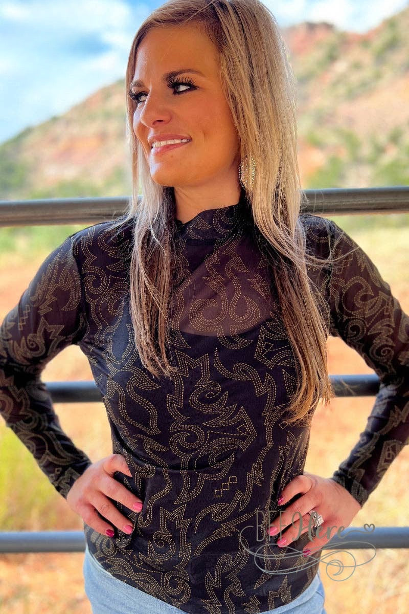 Bonfire Nights Mesh Top Gold - BFF Here