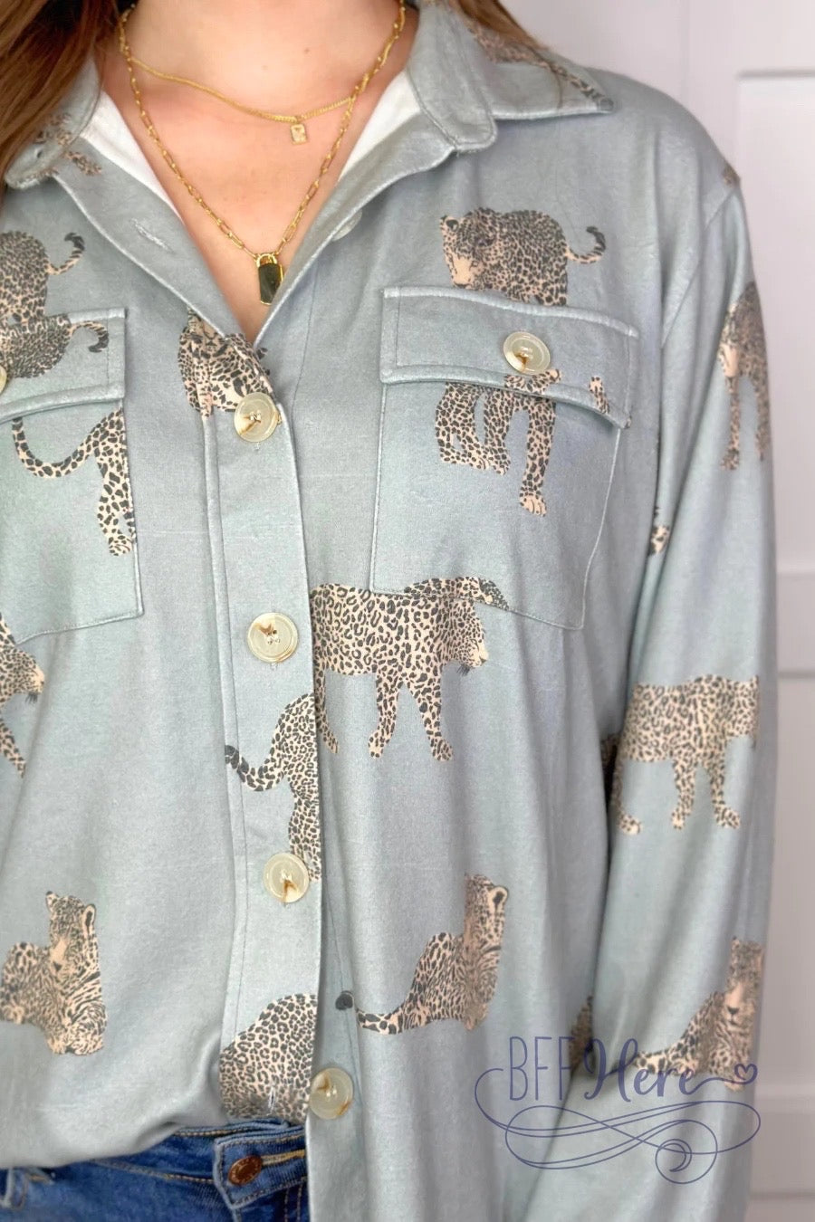 PREORDER-Take A Walk Cheetah Button Up Top (Ships Beginning of December) - BFF Here