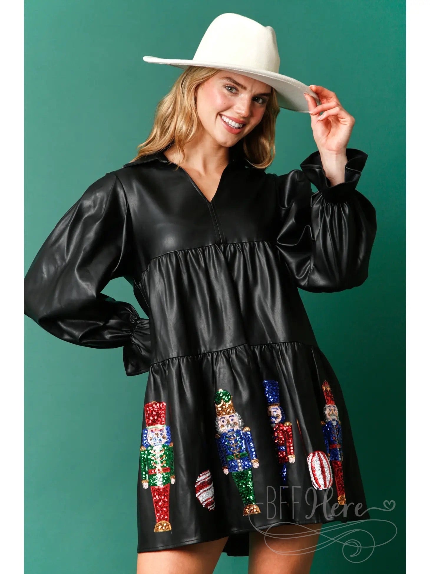 Festive Fantasy: Nutcracker & Ornaments Holiday Mini Dress / Choice of Color - BFF Here