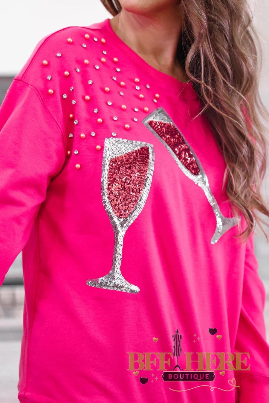 PREORDER: Pop The Champagne Sequin Top by Jess Lea / Hot Pink (ETA beginning of December )