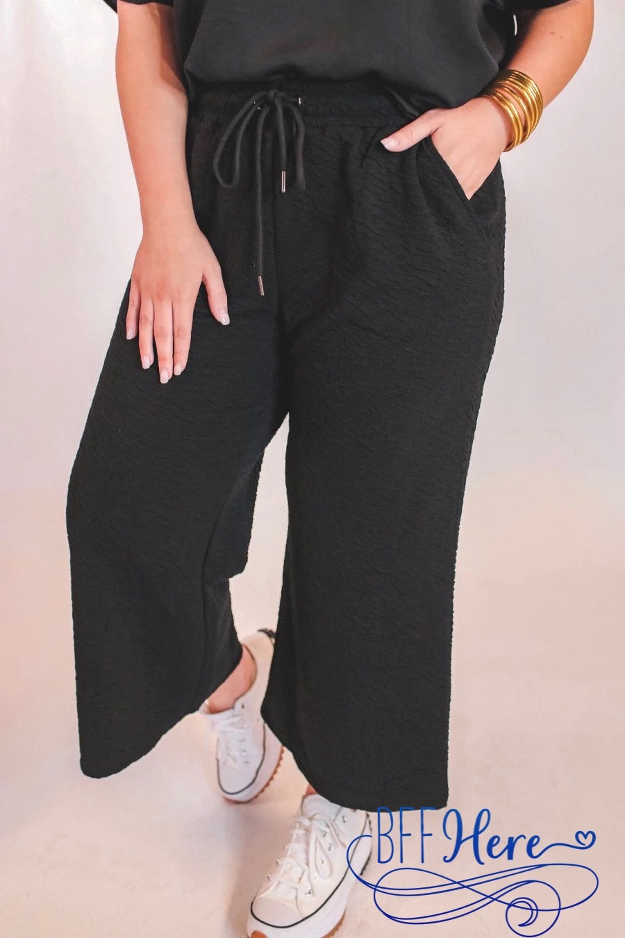 Time To Travel Textured Pants - BFF Here